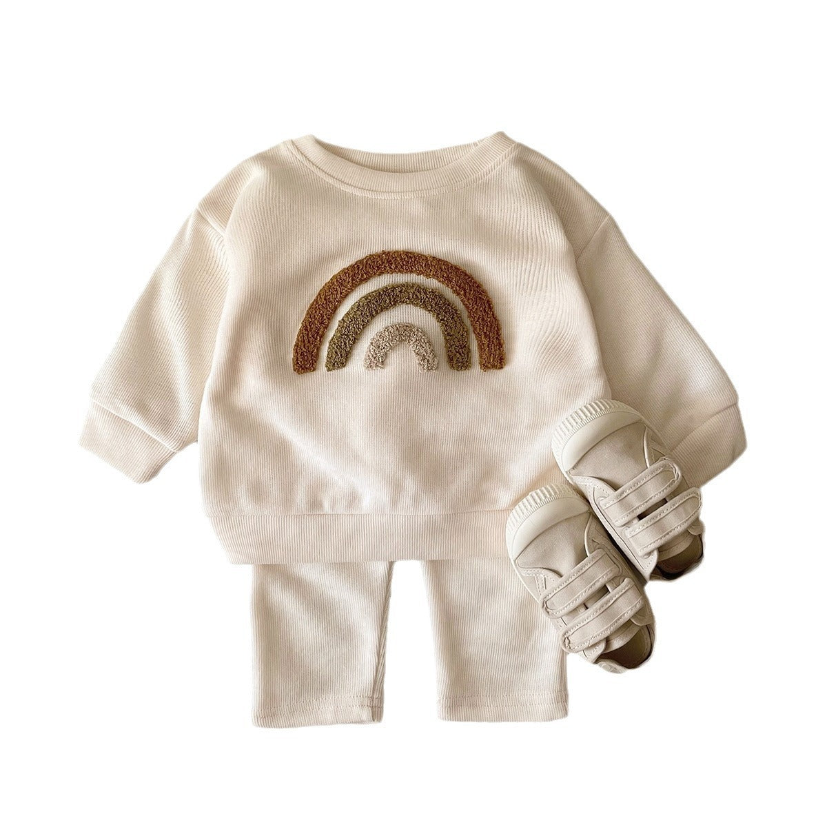 Spring And Autumn Newborn Embroidery Baby Two-piece Suit