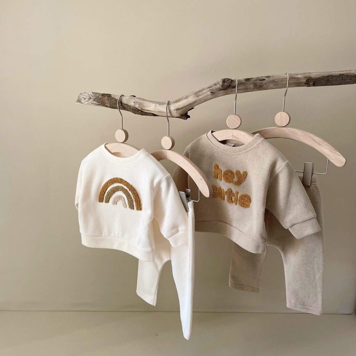 Spring And Autumn Newborn Embroidery Baby Two-piece Suit