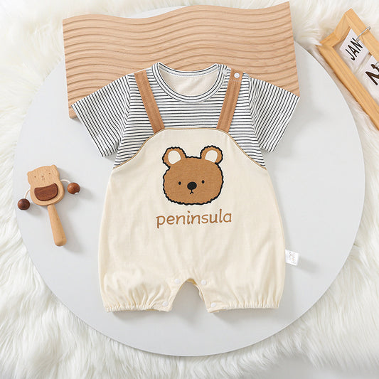 Bear Baby Short Sleeve Rompers