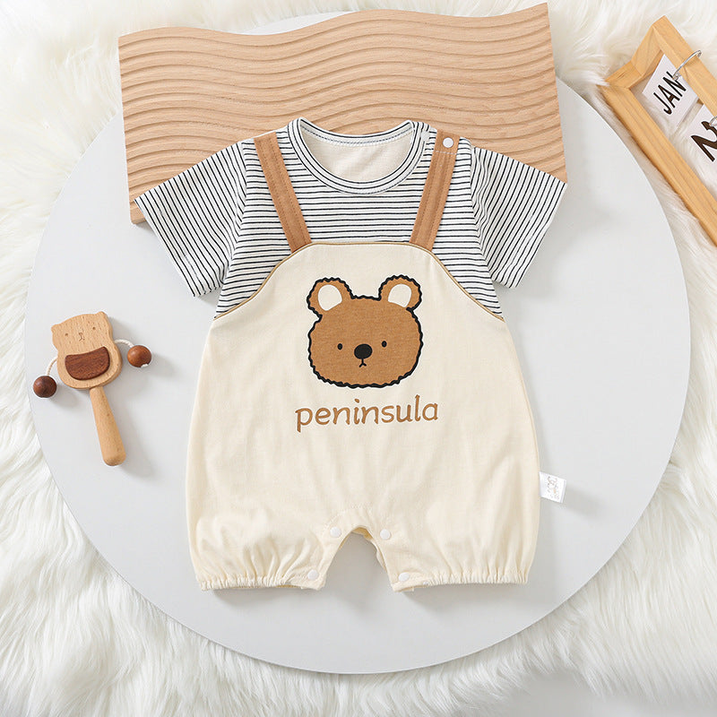 Bear Baby Short Sleeve Rompers