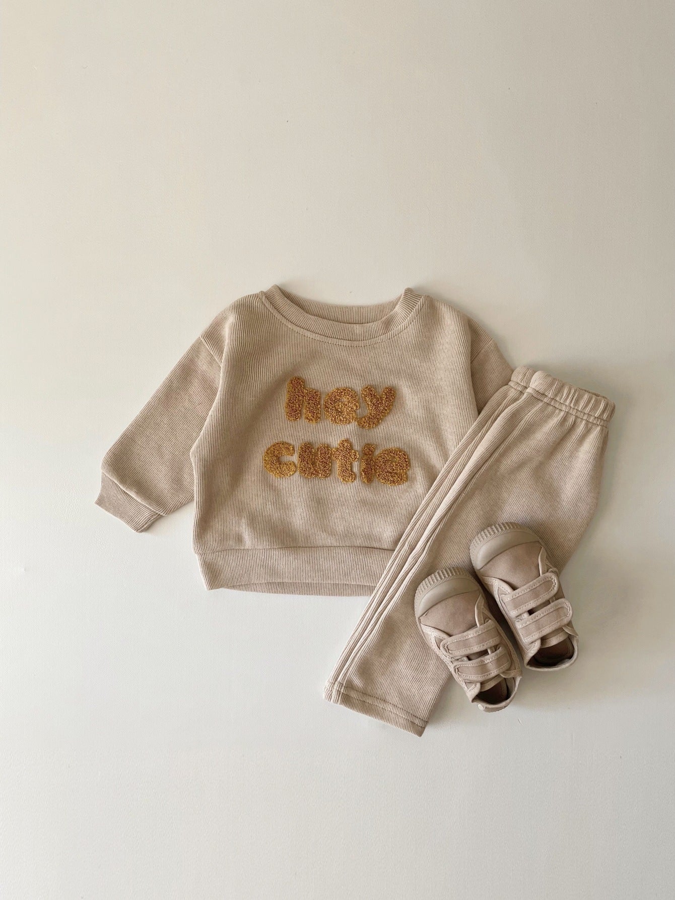 Spring And Autumn Newborn Embroidery Baby Two-piece Suit