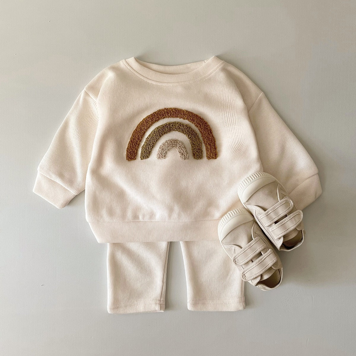 Spring And Autumn Newborn Embroidery Baby Two-piece Suit