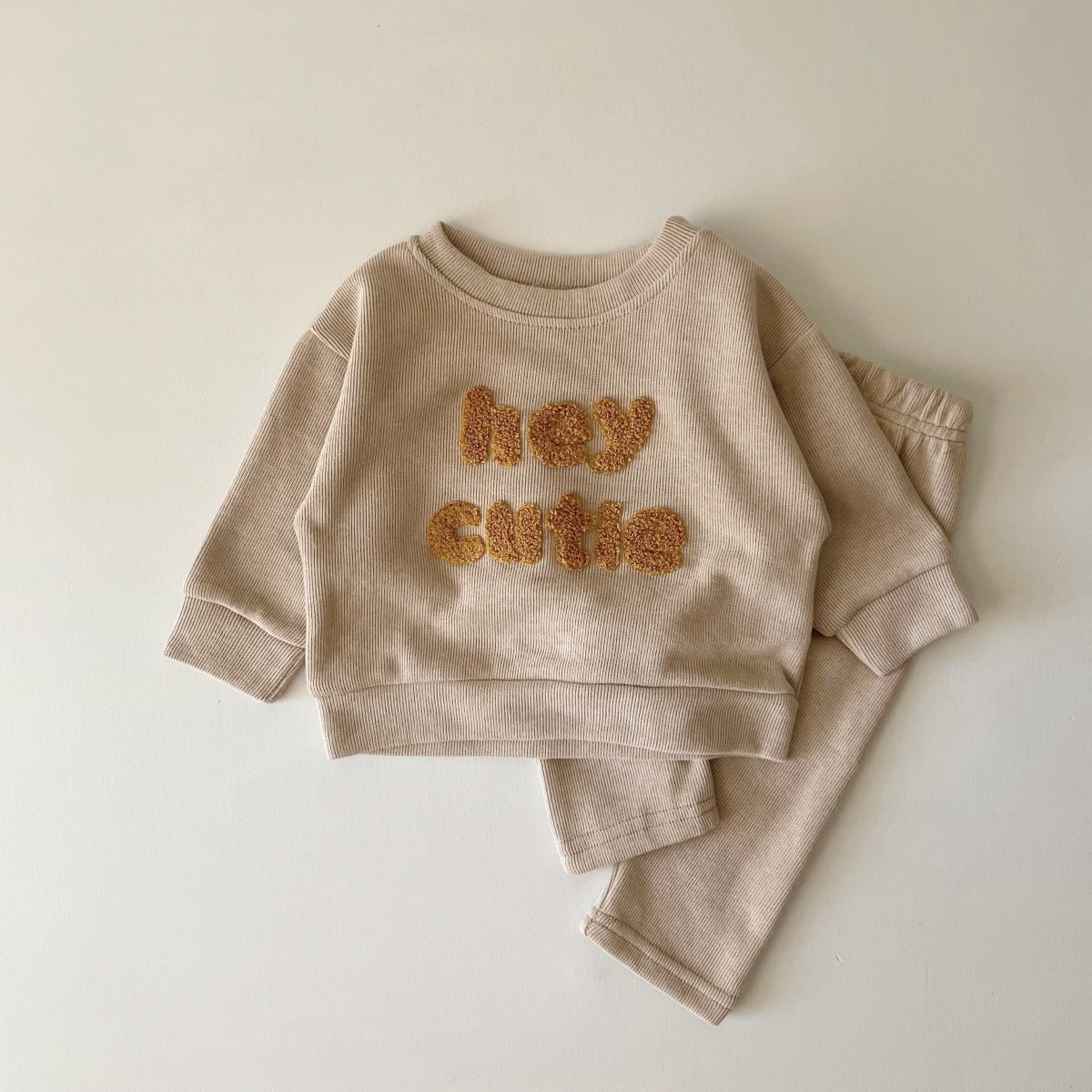 Spring And Autumn Newborn Embroidery Baby Two-piece Suit