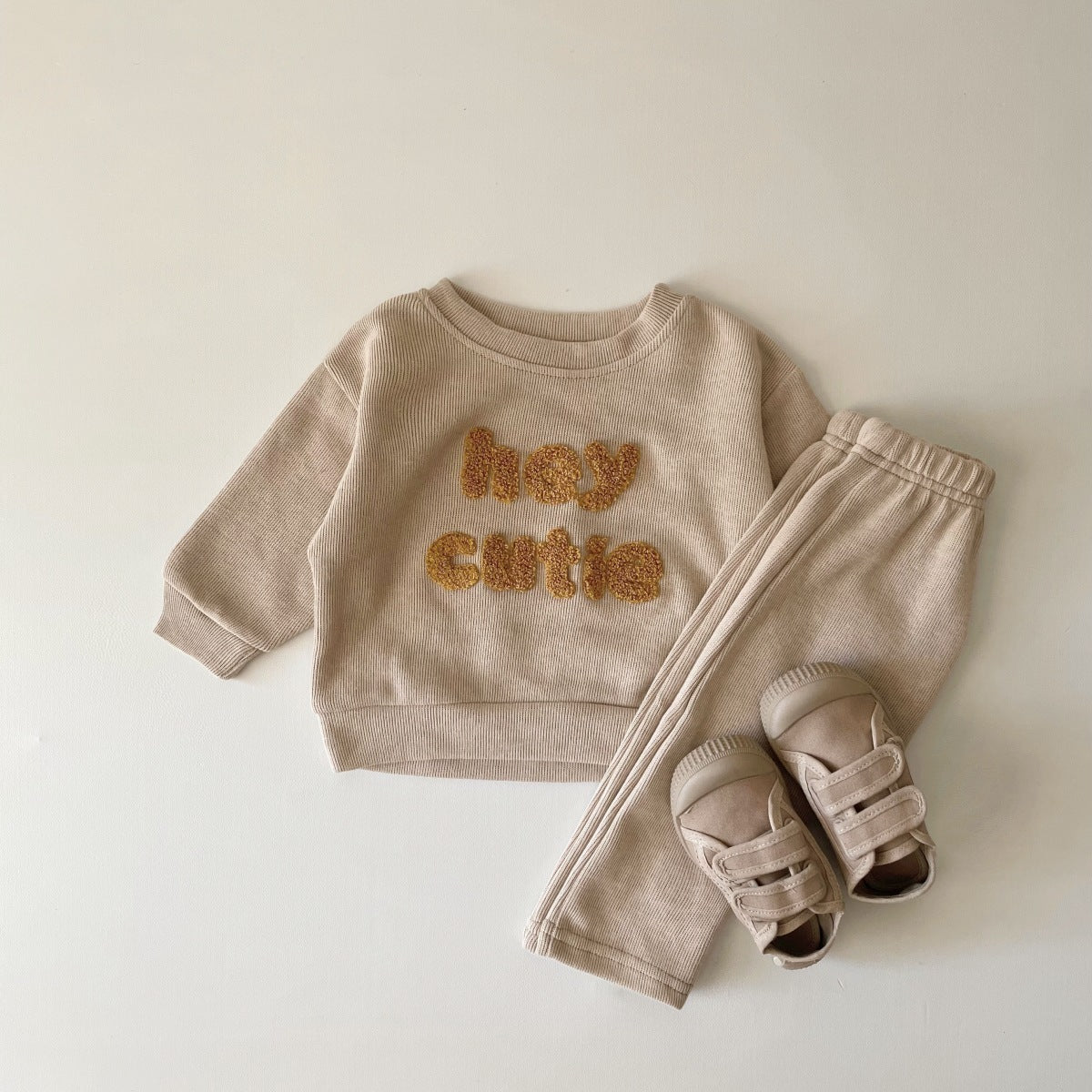 Spring And Autumn Newborn Embroidery Baby Two-piece Suit