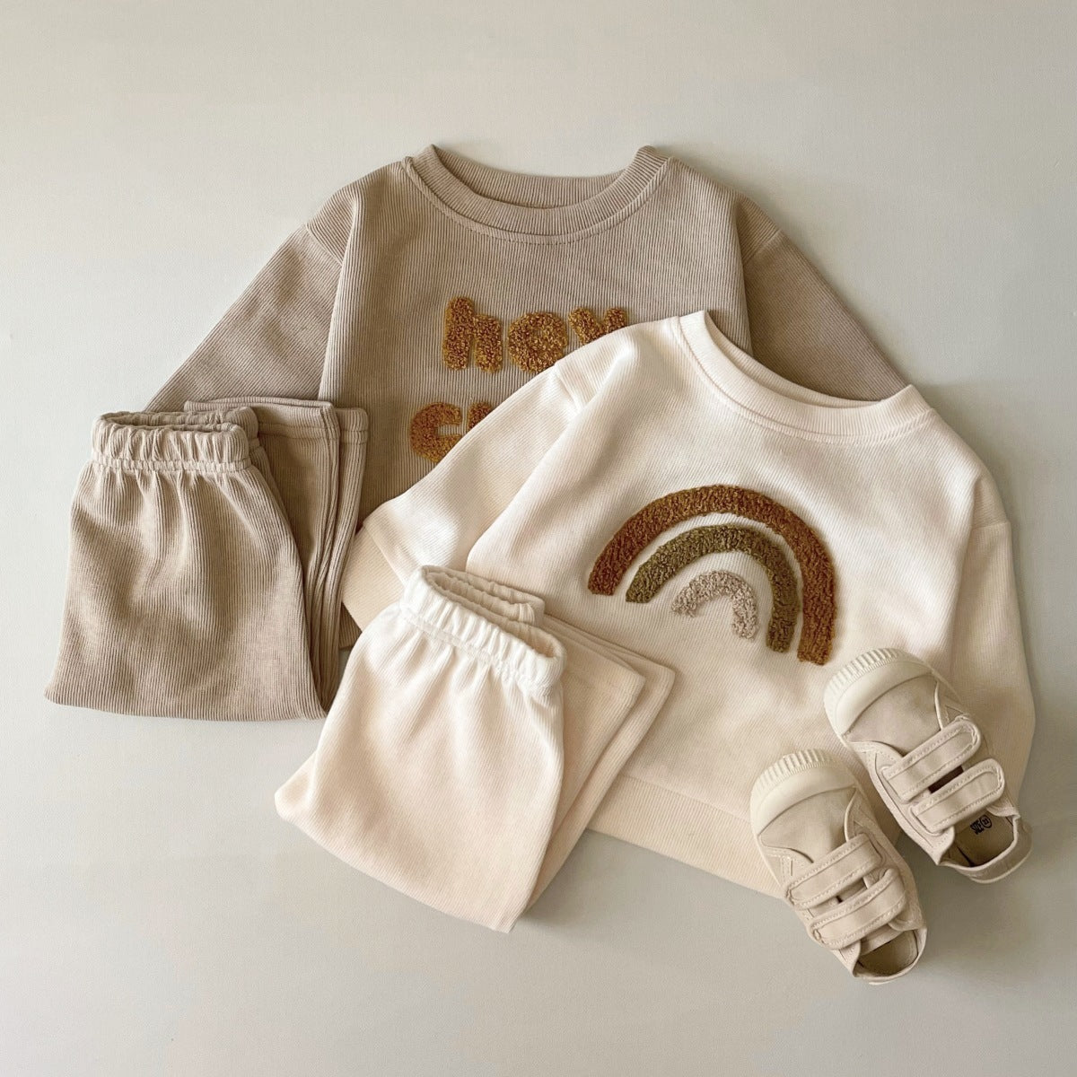 Spring And Autumn Newborn Embroidery Baby Two-piece Suit